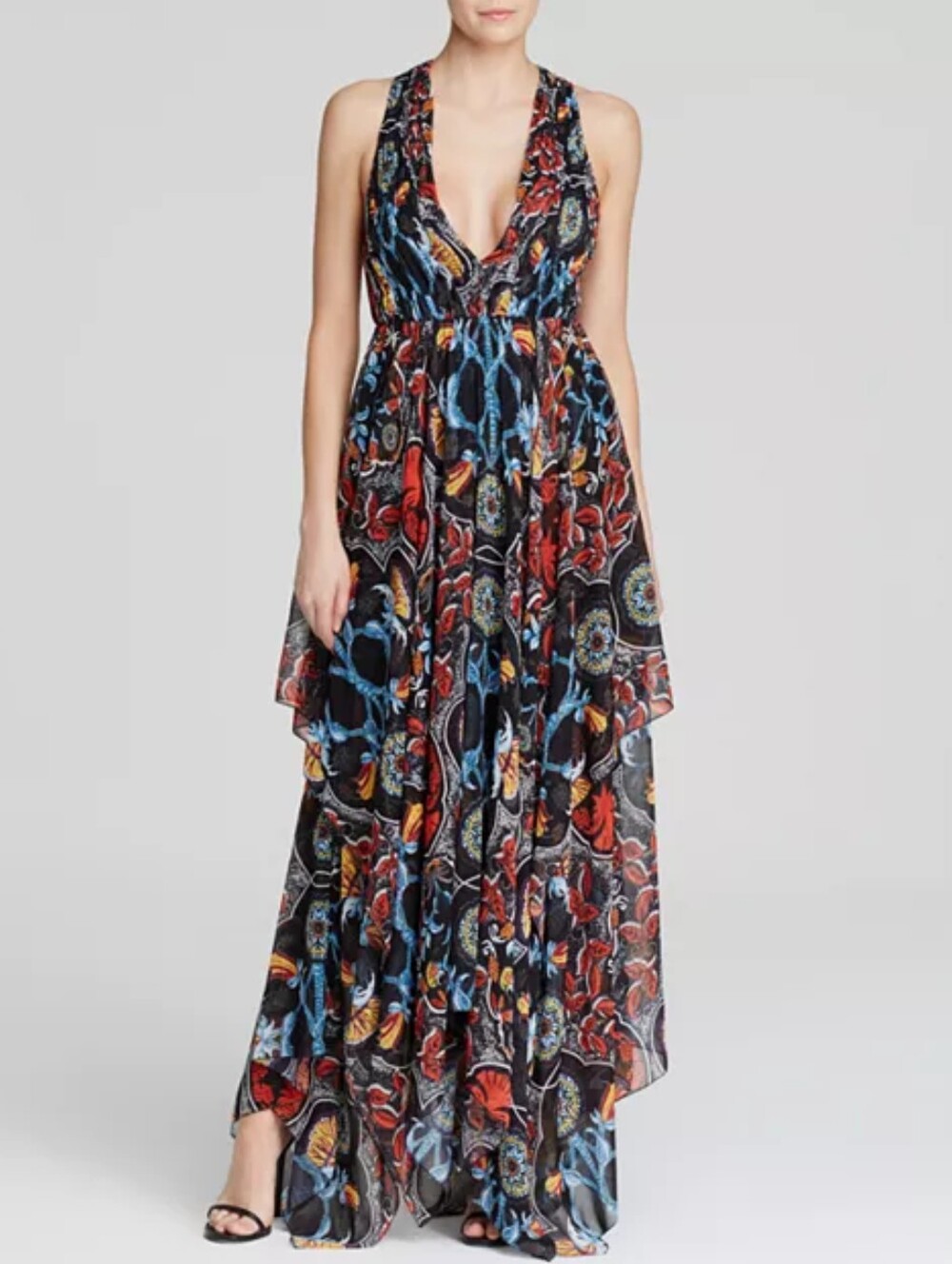 Alice + Olivia Kora Goddess Maxi Dress Red Blue Black 4